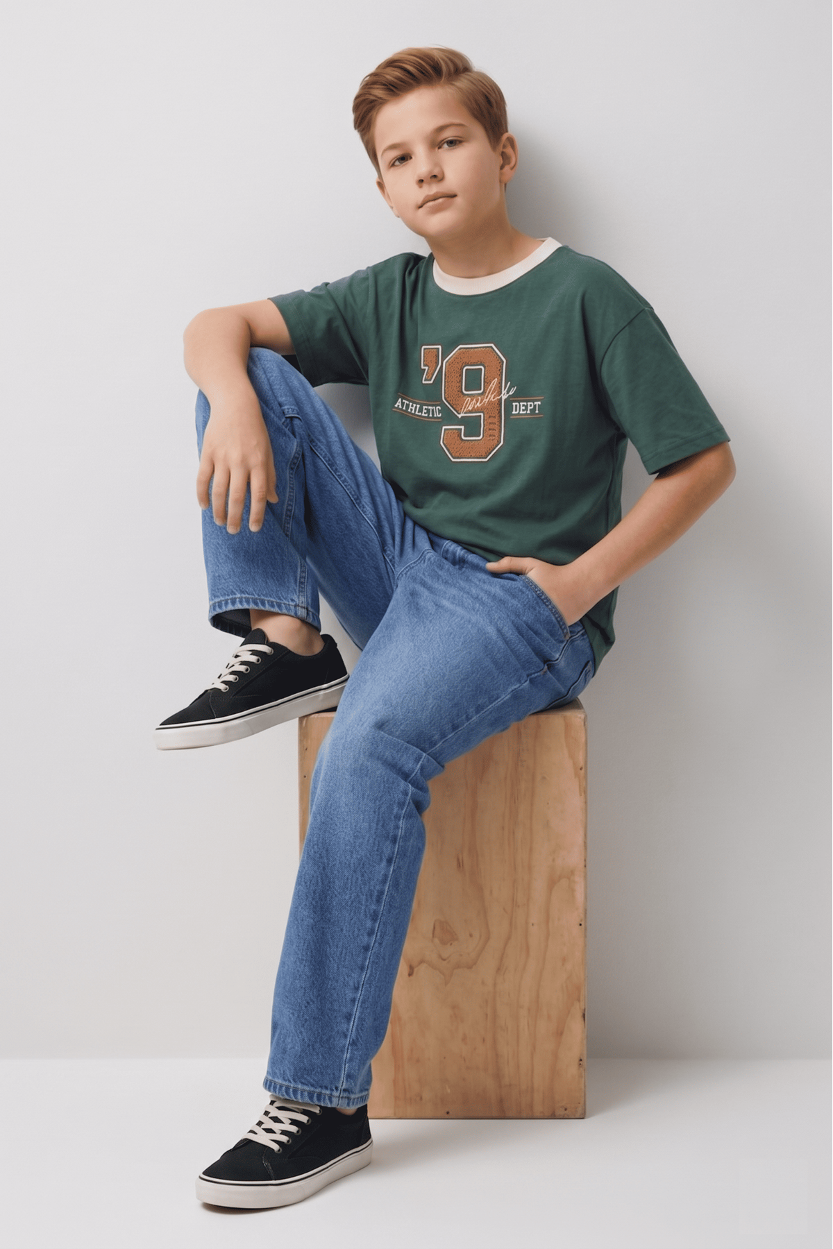 Erkek Çocuk %100 Pamuk Bol Paça Denim Pantolon - Beli Ayarlanabilir Jean