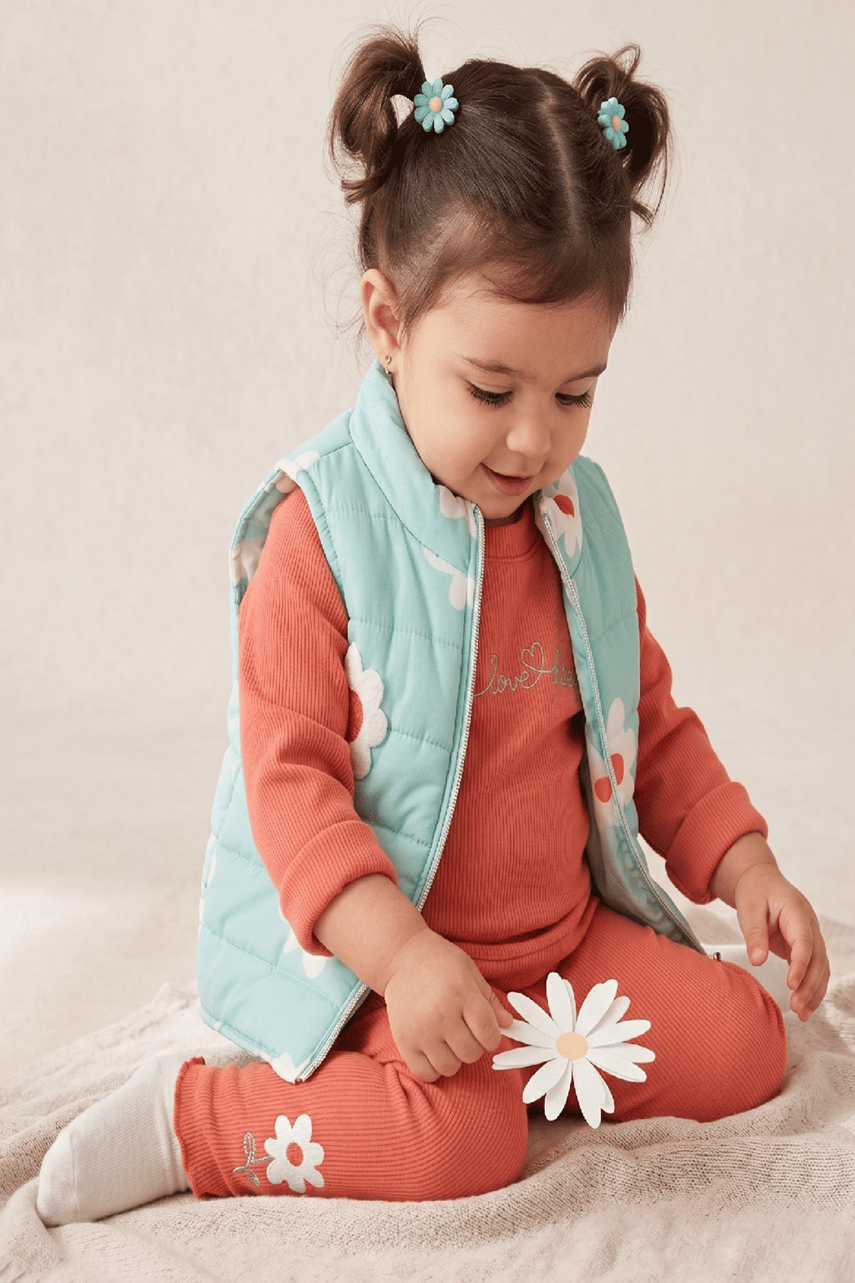 Kız Bebek Süzeneli Yelekli 3'lü Takım