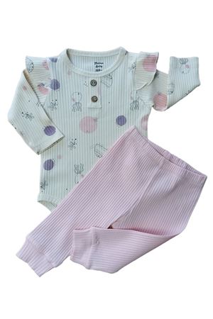 DENİZ CANLILARI ALTTAN ÇITÇITLI BEBEK 2Lİ TAKIM - Fitilli, Omuz Patlı, Çıtçıtlı Body ve Fitilli Alt