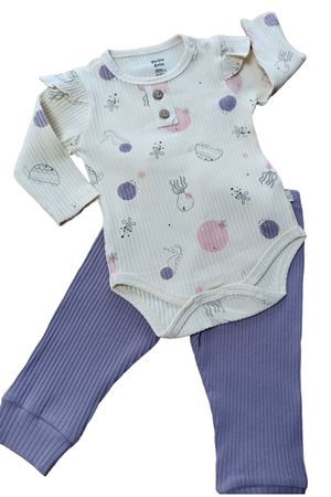 DENİZ CANLILARI ALTTAN ÇITÇITLI BEBEK 2Lİ TAKIM - Fitilli, Omuz Patlı, Çıtçıtlı Body ve Fitilli Alt