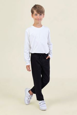 Çaren Kids - Erkek Çocuk Pantolon- Elastik Bel Çift Cep Pamuk Pantolon- Erkek Çocuk Okul Pantolon - Siyah