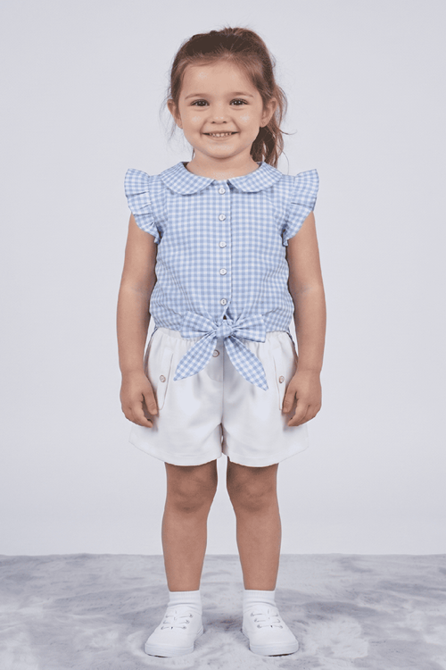 Çaren Kids- Kız Çocuk Gömlek Şort 2'li Takım