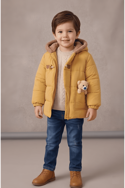 Çaren Kids-çoban Düğme Detaylı Içi Welsoft ( Kürklü ) Unisex Kaban-bir Beden Büyük Tercih Ediniz