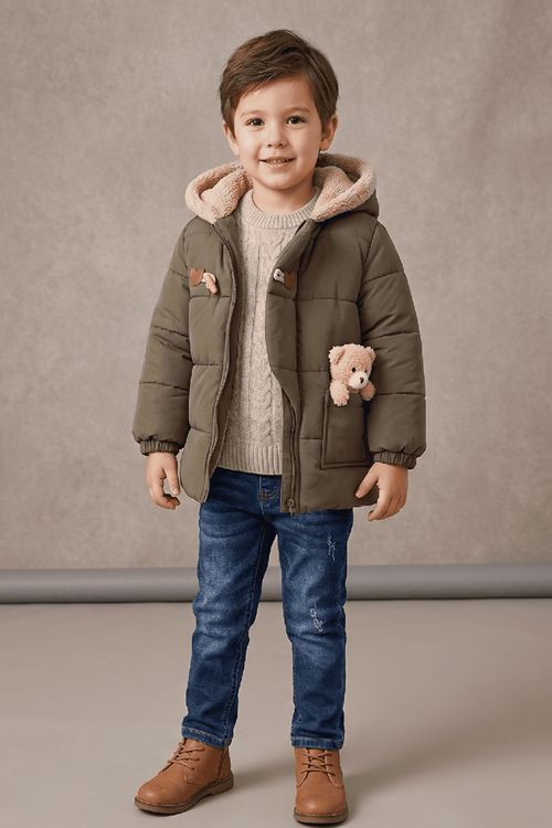 Çaren Kids-çoban Düğme Detaylı Içi Welsoft ( Kürklü ) Unisex Kaban-bir Beden Büyük Tercih Ediniz