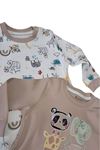 Erkek Bebek Animal Baskı Detaylı Yumuşak Dokulu Uzun Kol 2'li Sweatshirt Takım