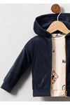 Erkek Kadife 3'lü Takım- Kapüşonlu Hırka- Baskılı Sweatshirt ve Pantolon