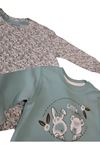 Kız Bebek Flower 2'li Sweatshirt Takım-Yumuşak Dokulu, Uzun Kol Sweatshirt Takım