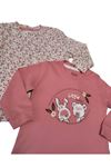 Kız Bebek Flower 2'li Sweatshirt Takım-Yumuşak Dokulu, Uzun Kol Sweatshirt Takım
