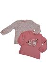 Kız Bebek Flower 2'li Sweatshirt Takım-Yumuşak Dokulu, Uzun Kol Sweatshirt Takım