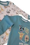 Erkek Bebek Animal Baskı Detaylı Yumuşak Dokulu Uzun Kol 2'li Sweatshirt Takım