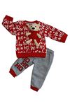Çaren Kids -Yılbaşı (Noel) Temalı Unisex Bebek 2'li Takım- Peluş Oyuncaklı Sweatshirt & Eşofman Altı