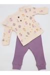 OMUZ PATLI KIZ BEBEK 2Lİ TAKIM - Omuz Patlı ,Baskılı, Fitilli Body ve Fitilli Alt- 2'li Takım