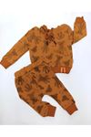 COOL AYICIK MEVSİMLİK 2'Lİ BEBEK TAKIM- % 100 Cotton,Kapüşonlu,Ayıcık Baskılı Mevsimlik 2'li Takım