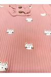 KEDİ BASKILI KIZ BEBEK 2'Lİ TAKIM- Kedi Baskılı , Fitilli Body ve Fitilli Alt