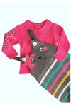 Colorfull % 100 Cotton Bebek Salopet Takım- Kulak ve Kurdele Detaylı,Alttan Çıtçıtlı Salopet, Body