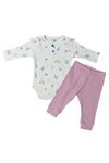 GÖKKUŞAĞI KELEBEKLİ ALTTAN ÇITLI BEBEK 2Lİ TAKIM- Fitilli, Çıtçıtlı Body ve Fitilli Alt