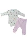 Gökkuşağı Kelebekli Alttan Çıtlı Bebek 2Lİ Takım- Fitilli, Çıtçıtlı Body ve Fitilli Alt