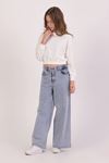Çaren Kids- Kız Geniş Paça Denim Pantolon - Kız Çocuk Geniş Paça Kot Pantolon