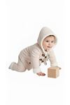 Erkek Bebek Kadife 3'lü Takım- Kürk Astar Kapüşonlu Hırka, Kürk Astar Pantolon & Uzun Kol Sweatshirt