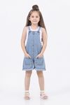 Çaren Kids- Kız Denim Şort Salopet- Cep Detaylı Şort Salopet