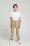 Çaren Kids - Erkek Çocuk Pantolon- Elastik Bel Çift Cep Pamuk Pantolon- Erkek Çocuk Okul Pantolon - Bej