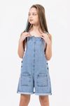 Çaren Kids- Kız Denim Şort Salopet- Cep Detaylı Şort Salopet