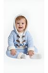 Erkek Bebek Kadife 3'lü Takım- Kürk Astar Kapüşonlu Hırka, Kürk Astar Pantolon & Uzun Kol Sweatshirt
