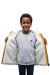 Çaren Kids - Kürk Astar Fermuar Kapama Kapüşonlu Sırt Baskı Detaylı Unisex Çocuk Yağmurluk