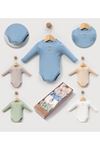 Çaren Kids- % 100 Pamuk Unisex Bebek Çok Renkli Çıtçıtlı Uzun Kol Body Zıbın 5'li Set