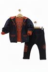 Çaren Kids - Erkek Çocuk 3'lü Takım - Kapüşonlu Fermuar Kapama Hırka, Sweatshirt Ve Eşofman Altı