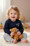 Çaren Kids- Erkek Bebek Çizgili 2'li Takım- Çizgi Detay Kanguru Cep Sweatshirt, Çizgili Pantolon