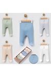 Çaren Kids- % 100 Pamuk Unisex Bebek Çok Renkli Patikli Pantolon 5'li Set