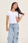 Çaren Kids - Fiyonk Nakışlı Kız Denim Pantolon