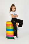 Çaren Kids- Kız Denim Pantolon-% 100 Pamuk Beli Lastik Pul İşli Yıldız Detaylı Kot Pantolon