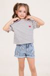 Çaren Kids- Yıldız Detaylı Pul İşleme Kız Denim Şort