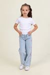Çaren Kids - Fiyonk Nakışlı Kız Denim Pantolon