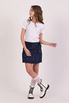 Çaren Kids - Denim Şort Etek- Kemer ve Cep Detaylı Anvelop Kot Şort Etek