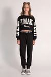 Çaren Kids- Kız Crop 3'lü Takım- Askılı Crop Body - Crop Sweatshirt & Boxer Detay Eşofman Altı