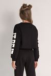 Çaren Kids- Kız Crop 3'lü Takım- Askılı Crop Body - Crop Sweatshirt & Boxer Detay Eşofman Altı