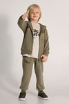 Çaren Kids - Erkek Çocuk 3'lü Takım-Fermuar Kapama Hırka-Uzun Kol Baskılı Sweatshirt & Eşofman Altı