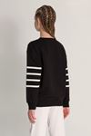 Kız 2'li Takım - Çizgi Detaylı Şardonsuz Sweatshirt & Kaşkorse Kemerli Eşofman Altı
