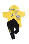 Çaren Kids - Kız Çocuk 2'li Takım- Kapüşonlu Baskı Detaylı T-shirt, Baskı Detaylı Tayt