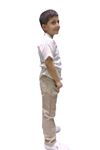 Çaren Kids - Erkek Çocuk 2'li Takım- Palmiye Desen Hakim Yaka Cotton Üst ve Keten Pantolon