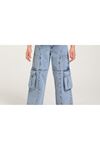 Çaren Kids- Cep Detaylı Kargo Pantolon- Kız Çocuk Kargo Cep Denim Pantolon
