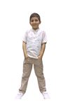 Çaren Kids - Erkek Çocuk 2'li Takım- Palmiye Desen Hakim Yaka Cotton Üst ve Keten Pantolon