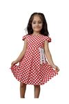 Çaren Kids- Kız Çocuk Fiyonk  Aksesuarlı Astarlı Puantiyeli Cotton Elbise