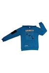 Şardonlu Erkek Çocuk Sweatshirt- Kanguru Cep, Baskılı, Kol da Cep Detaylı Erkek Çocuk Sweat