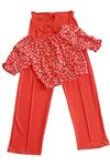 Çaren Kids- Kız Çocuk 2'li Takım- Çiçek Desen Kayık Yaka Bluz, Lastik Bel Pantolon