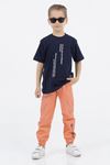 Çaren Kids- Future Erkek Çocuk 2'li Takım-Yazı Baskı Detaylı T-shirt, Paça Ve Beli Lastikli Pantolon