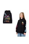 ÇAREN KİDS 3 İP ŞARDONLU BASKI DETAYLI OVERSİZE KIZ SWEATSHİRT